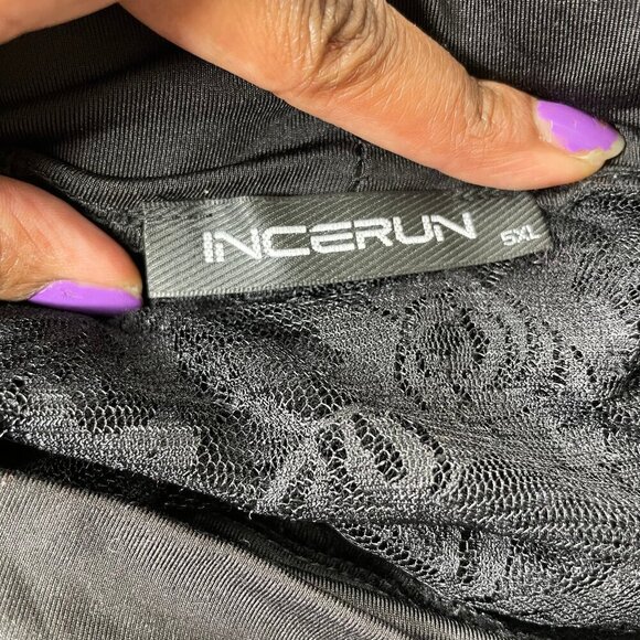 Incerun Black Lace Mock Neck Sheer Layers Size 5XL Summer Party Event - Picture 5 of 7